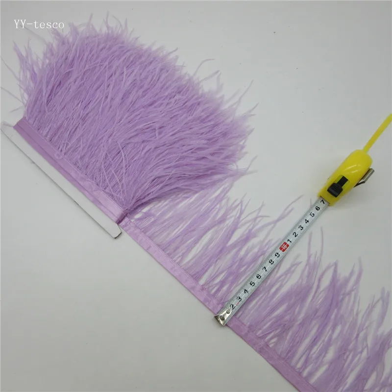 Light purple 10 ярдов, высокое качество, страусиные перья, отделка, ткань, боковая лента, ширина 10-15 см, подходит для юбок/платьев/одежды, вечерние поделки своими руками - Цвет: Light purple