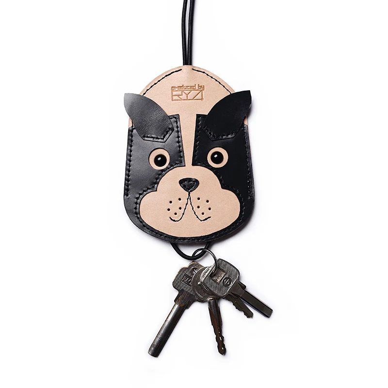 Gathersun Genuine Leather Key Wallet Cute Animal Shape Car Key Pouch with Elastic Wrist Band Ladies Leather Home Keys Holder