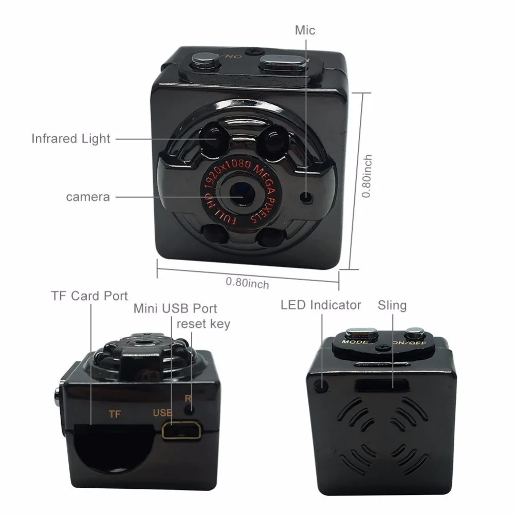 Sq8 1080 p DV мини-камера DVR видеокамера SQ8 Micro Cam Обнаружение движения с инфракрасным ночным видением мини камера Поддержка Скрытая TF карта