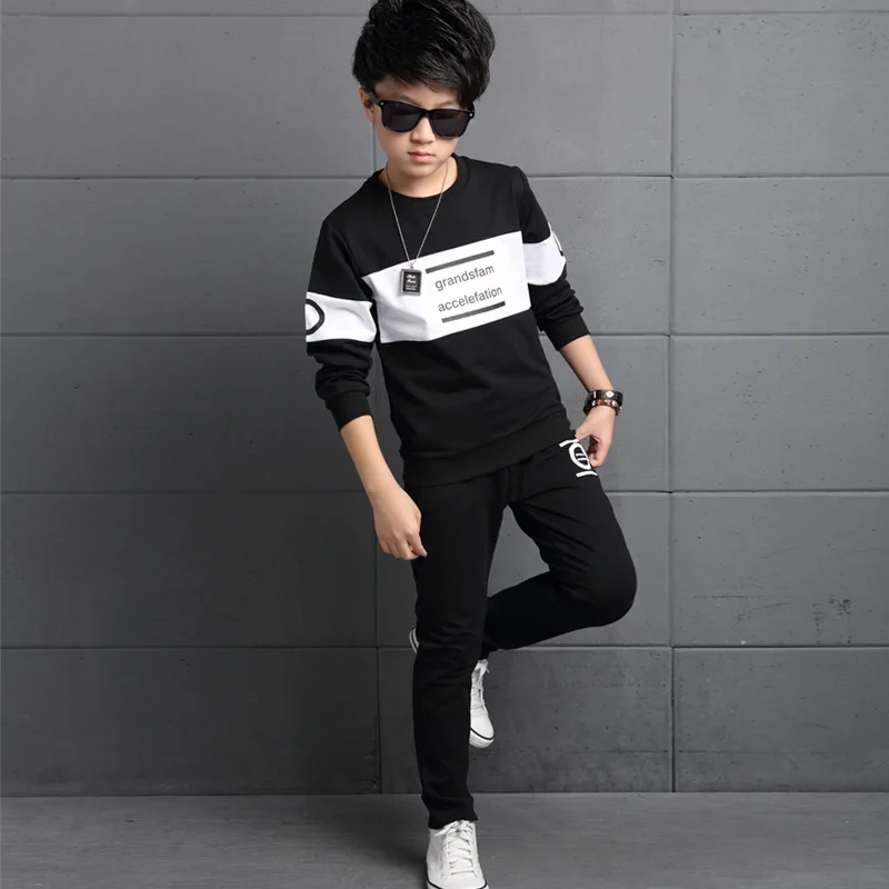 2019 New fashion long sleeve letter t-shirt+pants 2pcs children boys sports suit outfits teenager spring autumn clothes set | Детская