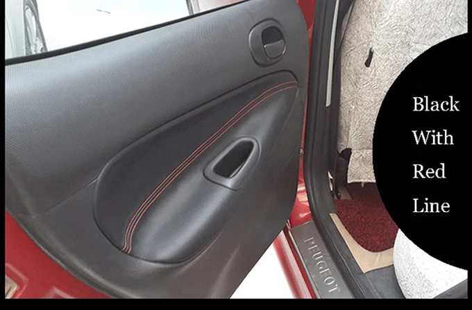 Black With Red Line Srxtzm защитный дверные панели подлокотник из микрофибры кожаный чехол для peugeot 206 207 Citroen C2 4 шт./компл. accessorioes - Название цвета: Black With Red Line