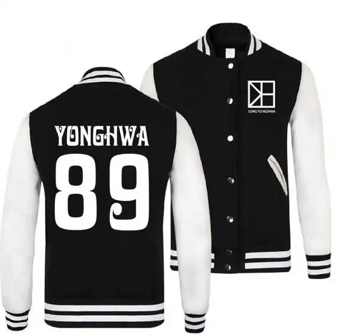 

Cnblue yonghwa single breasted black baseball jacket autumn winter lovers hoodie jacket preppy style couples outwear