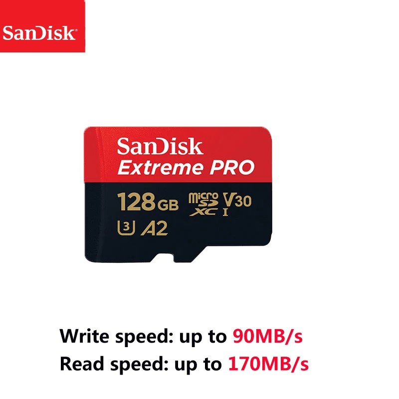 128GB Карта памяти Micro SD Extreme Pro Micro SD Card до 170 МБ/с. A2 V30 U3 64 Гб 128 sandisk TF карта, карта памяти Micro SD с адаптером SD - Емкость: 128GB