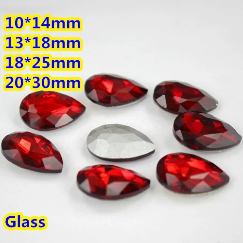 

Siam Pear Teardrop Crystal Fancy Stone Point Back Glass Stone For DIY Jewelry Accessory.10*14mm 13*18mm 18*25mm 20*30mm