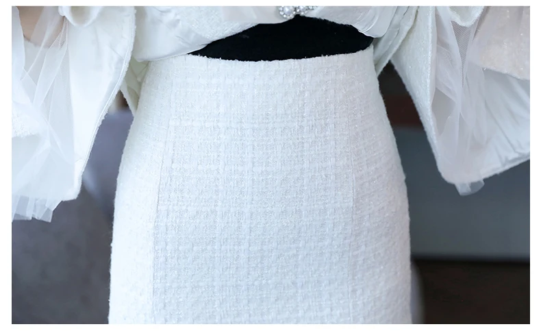 Женский твидовый костюм с юбкой wreeima шерстяное пальто коротким Расклешенным