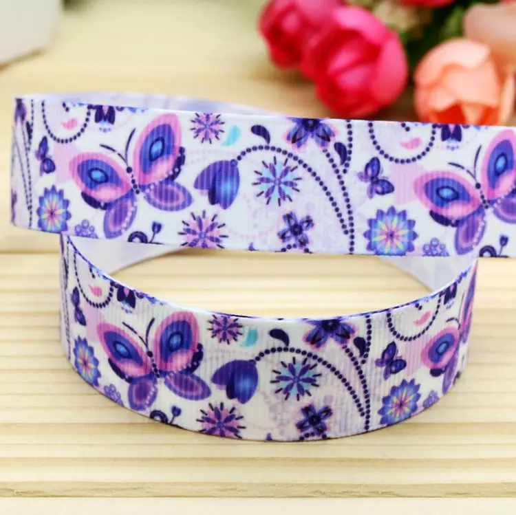 

7/8'' Free shipping batterfly printed grosgrain ribbon hair bow headwear party decoration wholesale OEM 22mm H4753
