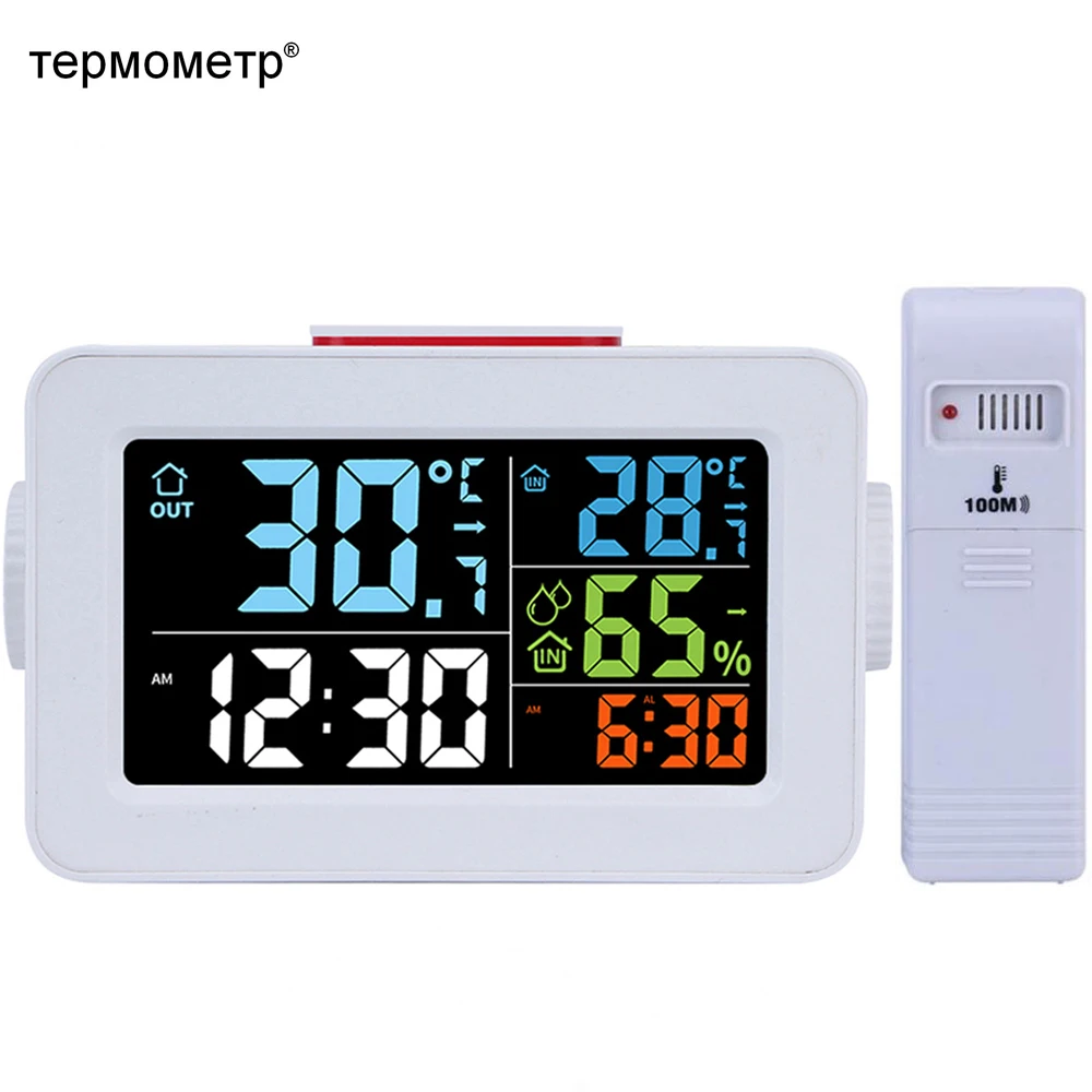 Метеостанция термометр уличный гигрометр температуры и влажности. Цветной стол с ЖК-экраном цифровой смарт-будильник с температурным термометр влажности гигрометр настольные часы с зарядным устройством Wake Snooze