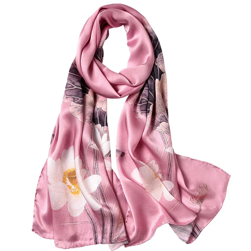 Butterfly Print Silk Scarf Spring Pure Silk Scarf Shawl Hand-rolled Edges Natural Silk Scarf Women Fashion Scarves Wraps - Цвет: 11