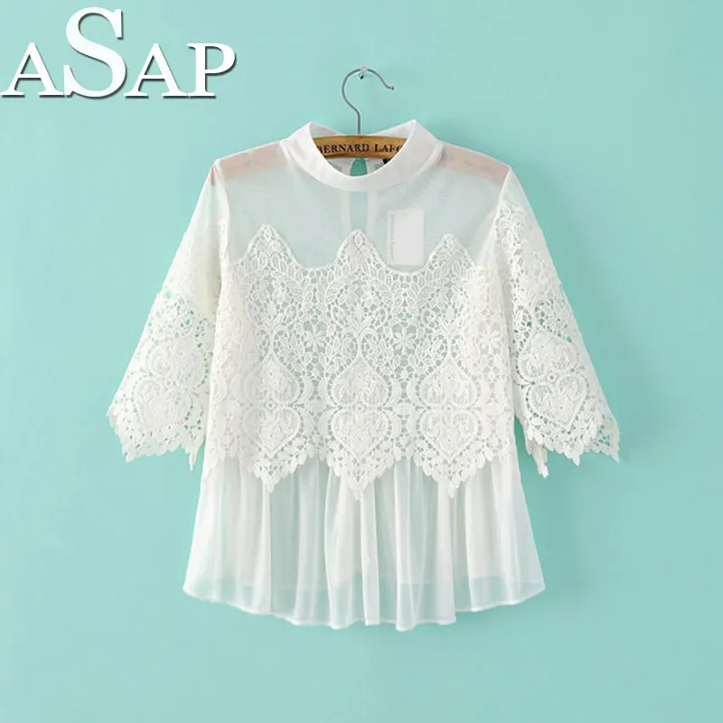 Как можно скорее Женщина 2016 Blusas Де Renda женщина для Кимоно Женщин Рубашка Y Camisas Mujer