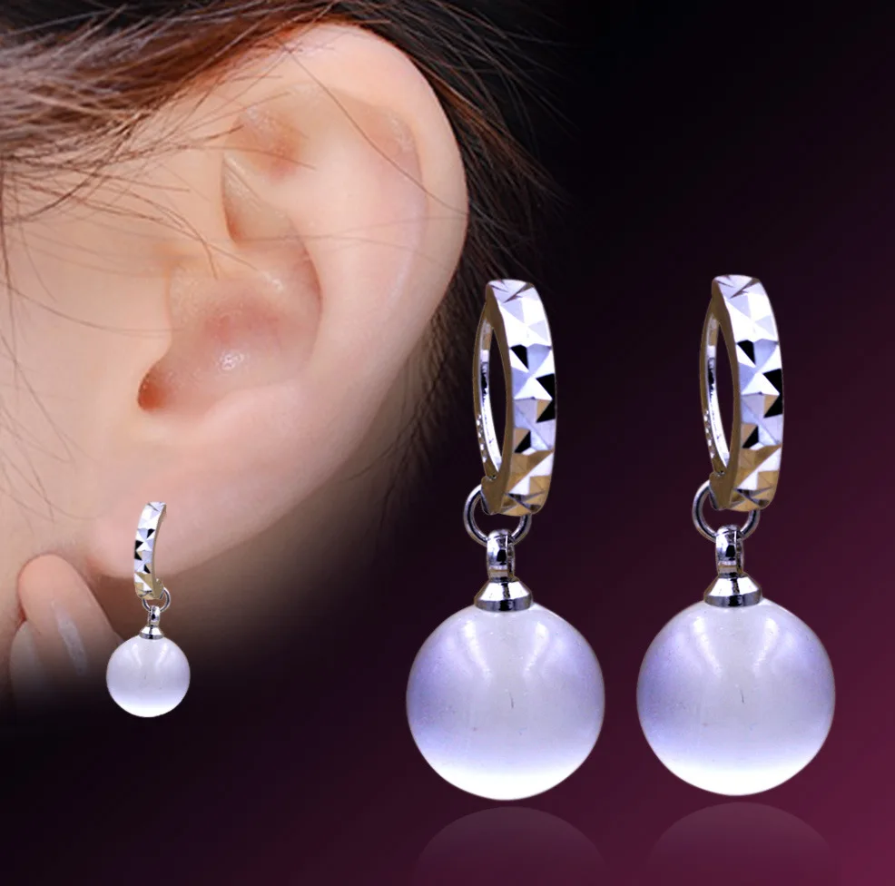 Женские серьги из серебра 925 пробы с белым опалом|925 sterling silver|jewelry silver earringsnatural stone