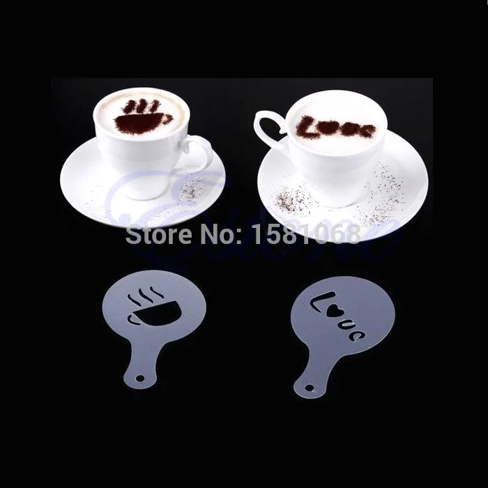 16Pcs Creative Nice Coffee Barista Stencils Template Strew Pad Duster Spray Art | Дом и сад