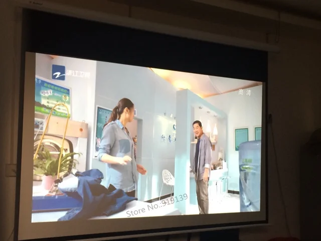 HD Electric Projection Screen 150 Inch with Remote Control 16:9 Motorized Wall Mount Projector Screens for 3D Cinema Office image 5