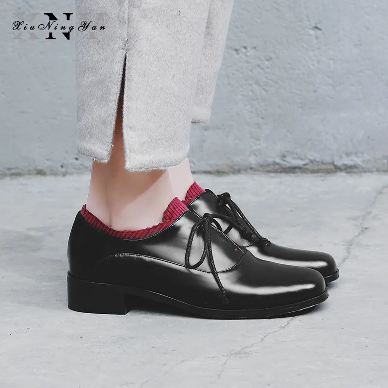 

Genuine Leather Office Lady Spring/autumn Woman Pumps Square Heels 2cm Low Heels Shallow Neutral Round Toe Women Casual Shoes