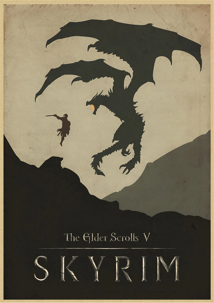 The Elder Scrolls Skyrim игра крафт-игра плакат домашний интерьер украшения рисунок core наклейки на стену - Цвет: Фиолетовый