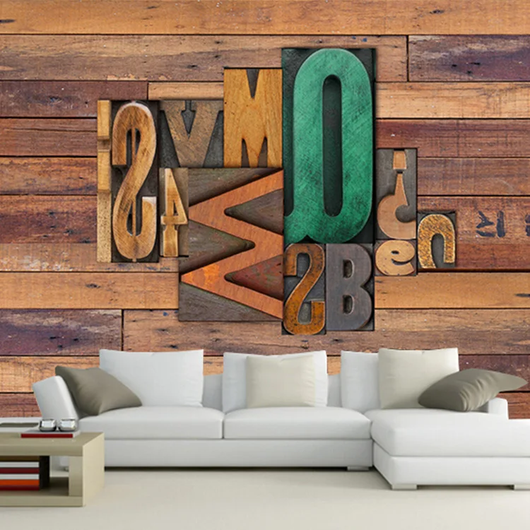 Фреска на заказ Ретро из коричневого дерева для кофе бара Интернет кафе магазина