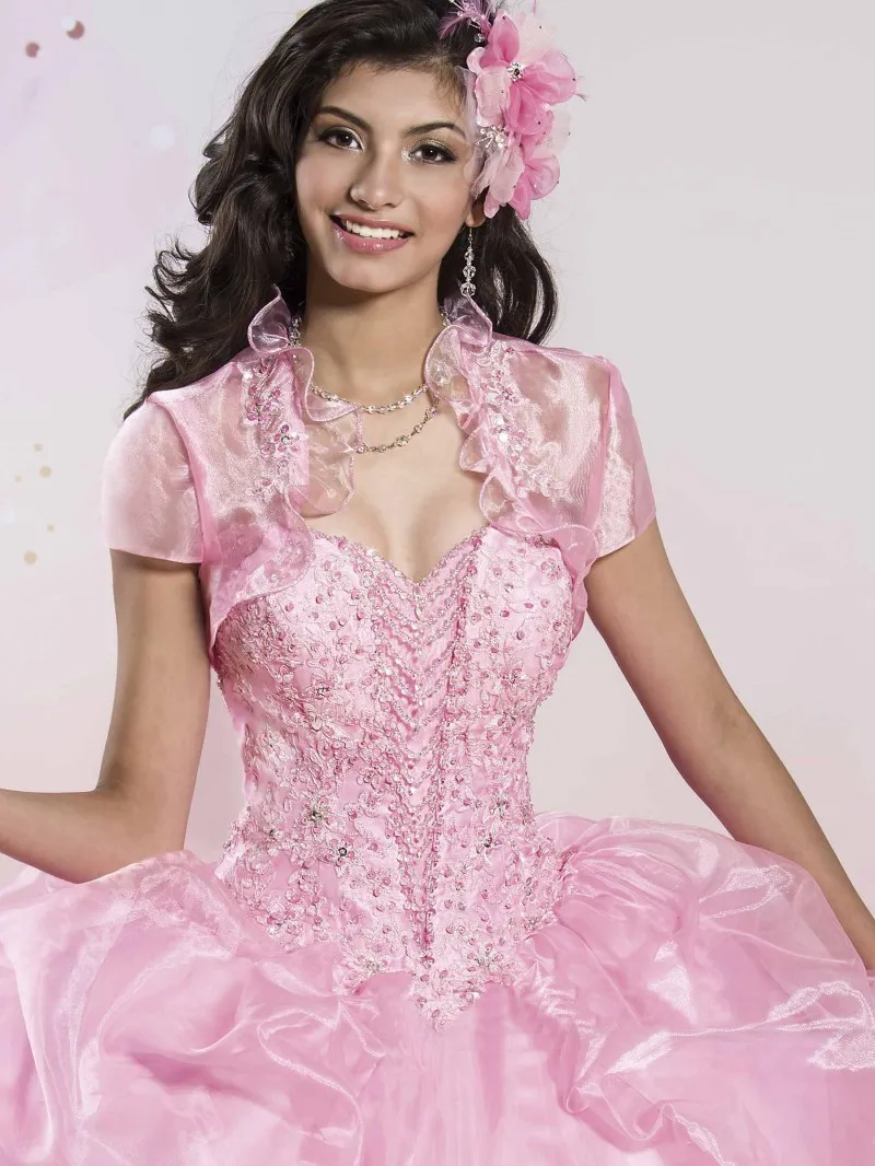 Белое Пышное Платье с курткой, 2 предмета, украшенное бисером, Vestido De 15 лет, милое платье 16 лет