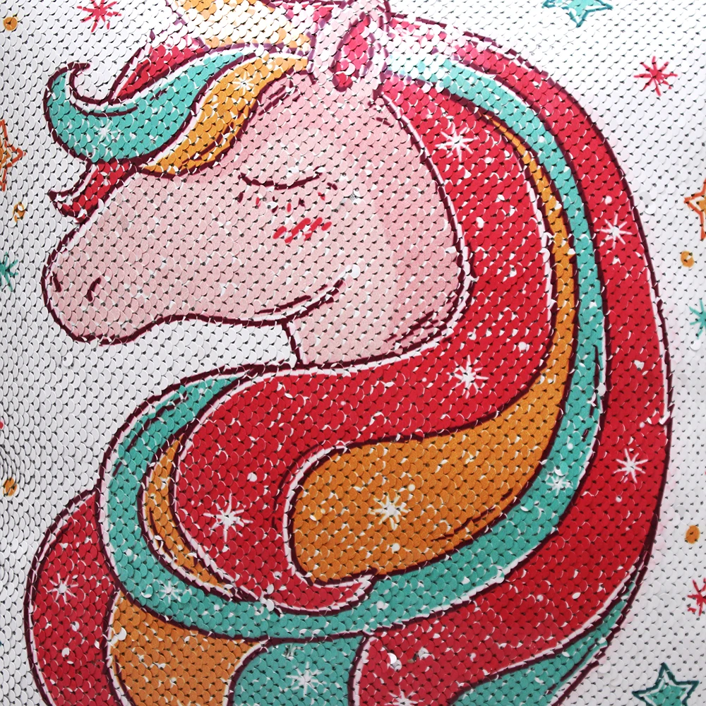 Miracille Sequins Unicorn подушка для дивана квадратный Детский мультфильм DIY Реверсивный