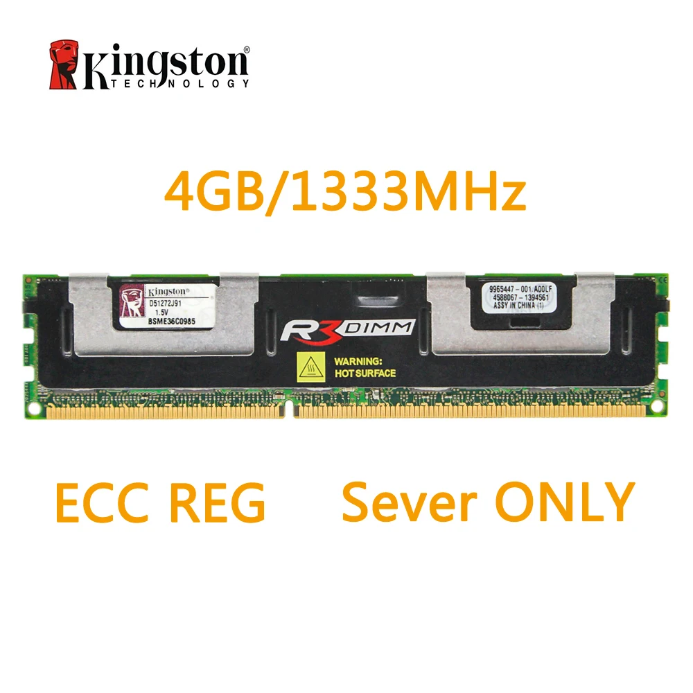 Оперативная память Kingston REG ECC DDR3 4G 1333 МГц 240 контактный разъем 1 5 в D51272J91 только для
