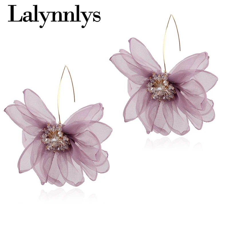 Lalynnlys, модные серьги-капли с большим цветком для женщин, белые серьги в виде цветка, для свадебной вечеринки, богемное массивное ювелирное изделие, подарки E44721