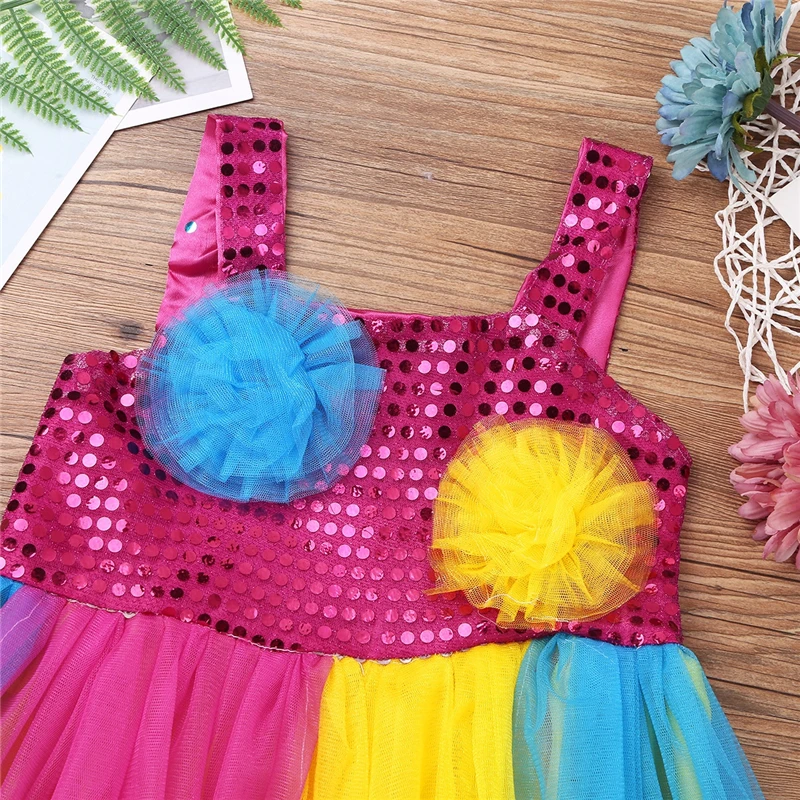 Детское платье-пачка Феи яркого цвета с блестящими блестками костюм для танцев