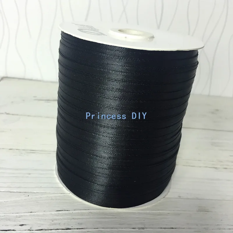 Атласная лента разных размеров 6 черного цвета для украшения свадебной вечеринки