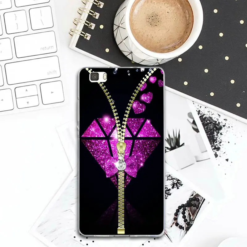 Soft TPU Mobile Phone Cases for Huawei P8 P9 P10 P20 Lite Mate 10 Pro Y5 Y6 II Y7 Honor 6X 7X 9 Diamond Zipper Lock Screen |