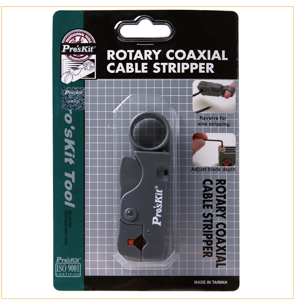 Pro'sKit Proskit 6PK-322 Multifunction Wire Stripper cable cutters Rotary three blade коаксиальные плоскогубцы для зачистки RG58/59/6