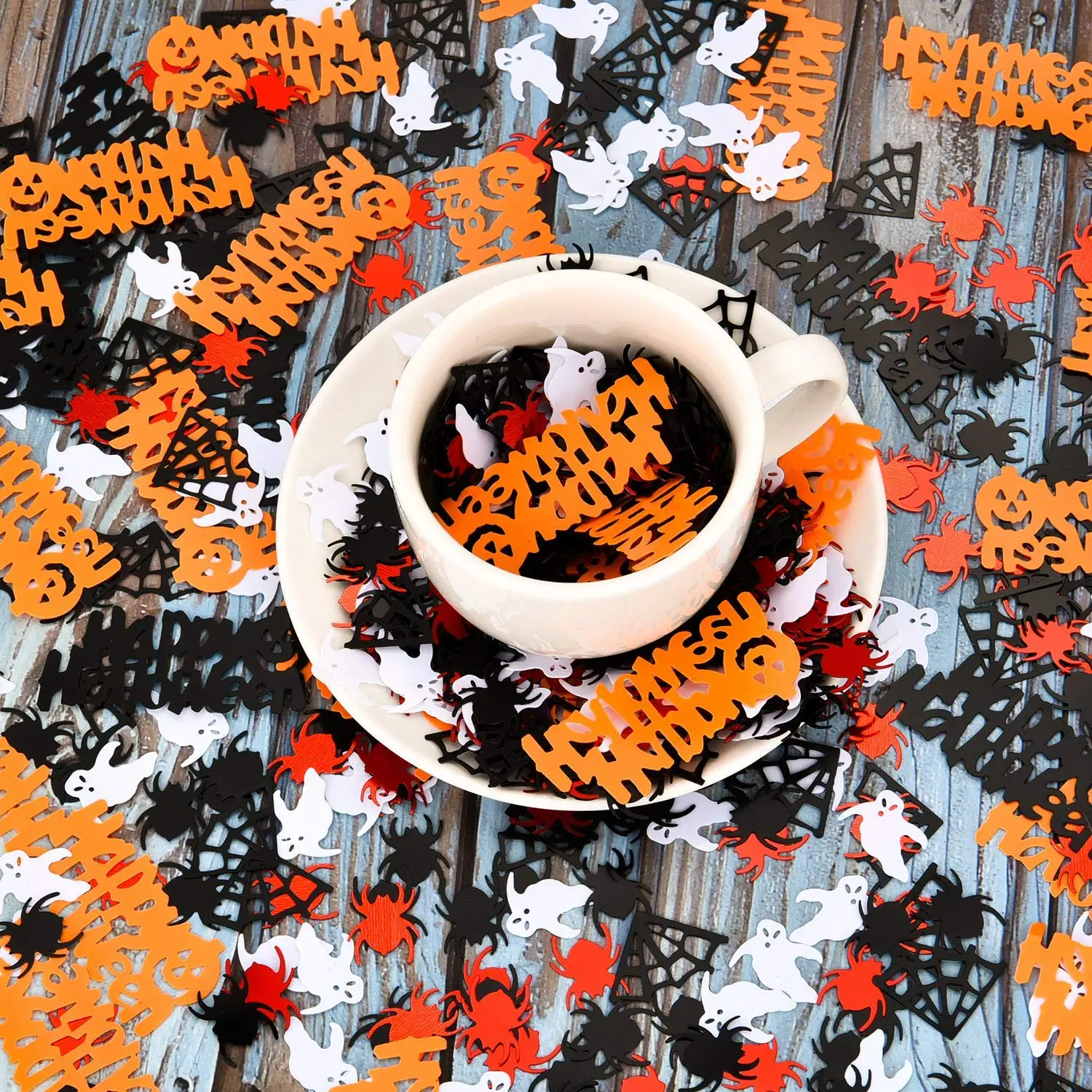 Стол ZLJQ для Хэллоуина конфетти черный оранжевый белый паук Webs летучая мышь кошка