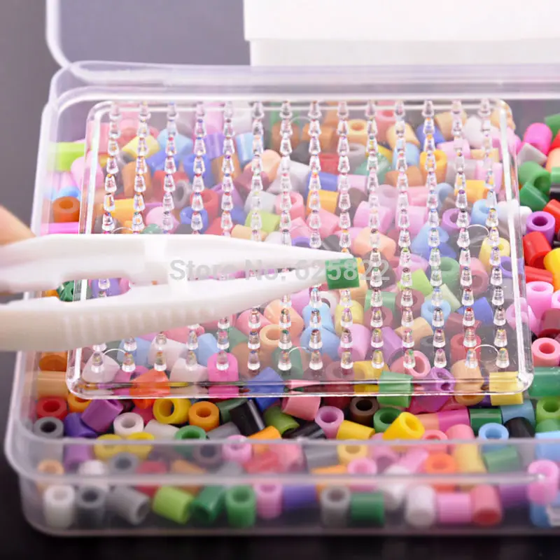 5 мм Perler бисер Artkal Fuse DIY Educational Craft (1000 Бусин + Пинцет квадратная пегборд Железная