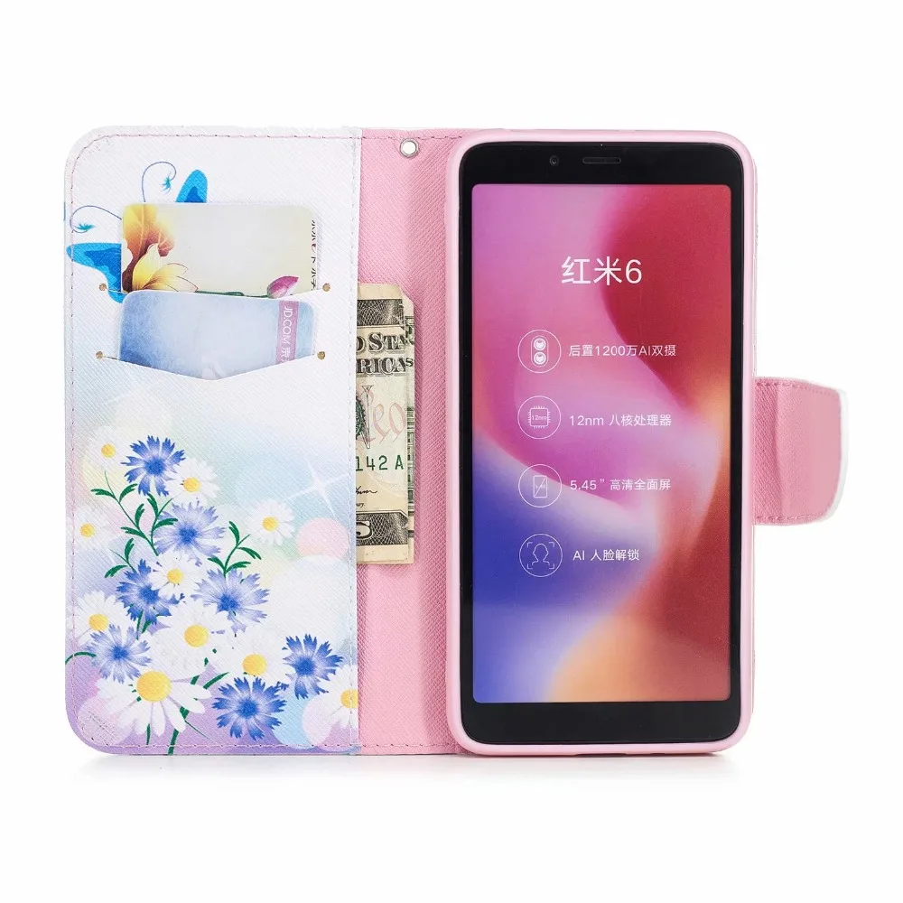 Чехол для Redmi 6A, чехол для Xiaomi Redmi 6, 6A, 6Pro, флип-чехол, кожаный кошелек, Магнитный чехол s, чехол для Xiaomi Redmi 6 Pro, 6A, чехол