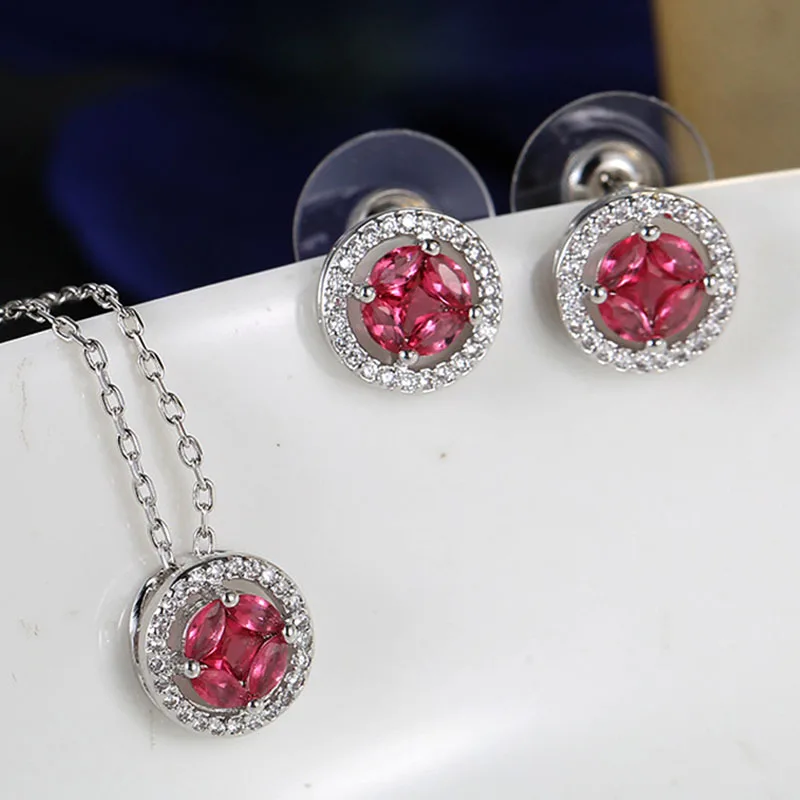 Женский набор ювелирных изделий Классические круглые серьги с цирконием