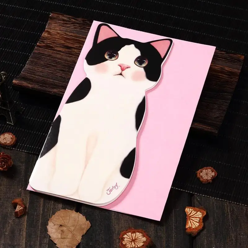 1 шт. Kawaii Cat складная открытка ко дню рождения рождественские открытки конверт письма Бумага канцелярский подарок