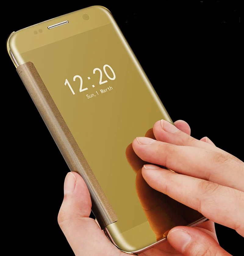 Задняя крышка чехол для Galaxy S6 S7 Edge Plus зеркальная поверхность флип Аксессуары