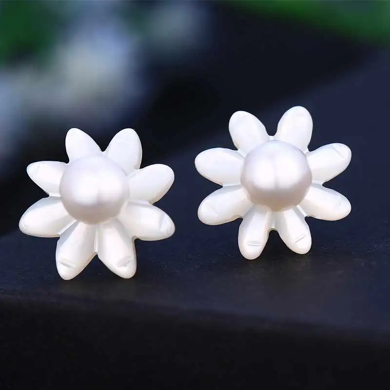 Милые женские серьги из стерлингового серебра 925 пробы с цветком высоким блеском