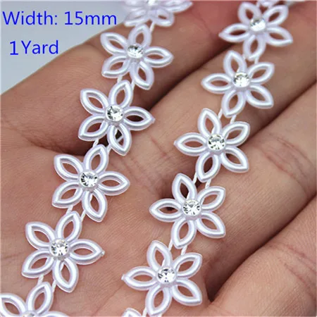 15mm 1yard 1 ярд, стразы, цепочка ABS, жемчужные бусины, кристальная цепочка, отделка, пришивка для DIY, Свадебный костюм с аппликацией, ювелирные изделия, аксессуары для рукоделия - Цвет: 15mm 1yard