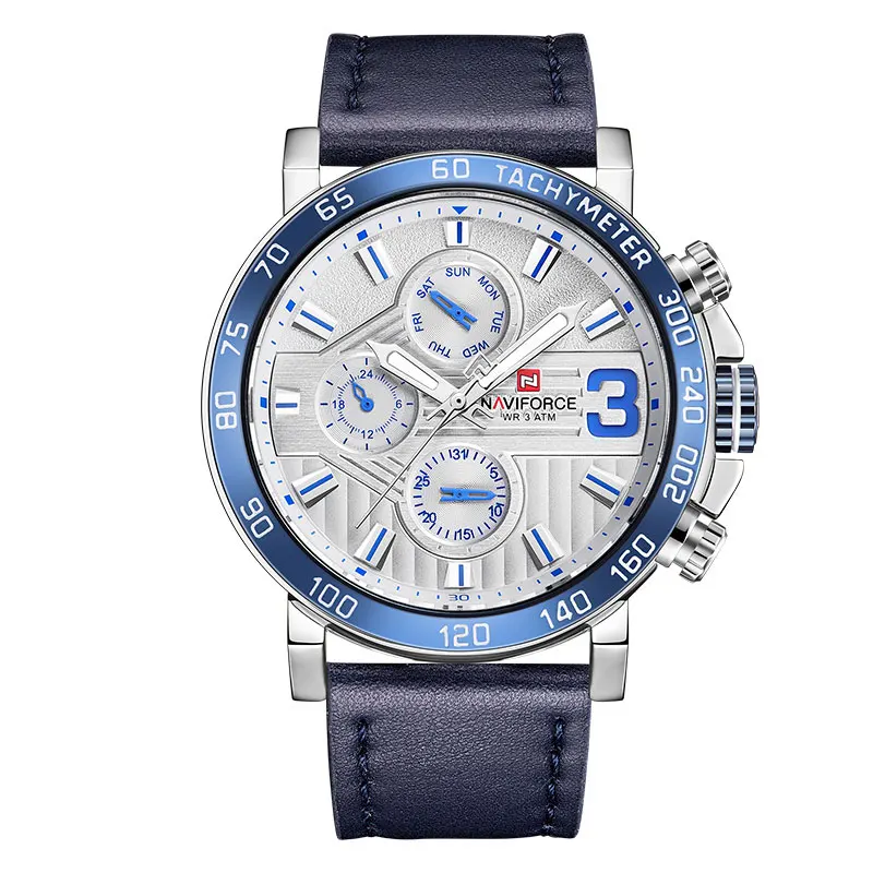 Silver Blue Новые модные мужские часы NAVIFORCE Роскошные Брендовые мужские военные спортивные часы мужские кварцевые наручные часы Relogio Masculio - Цвет: Silver Blue