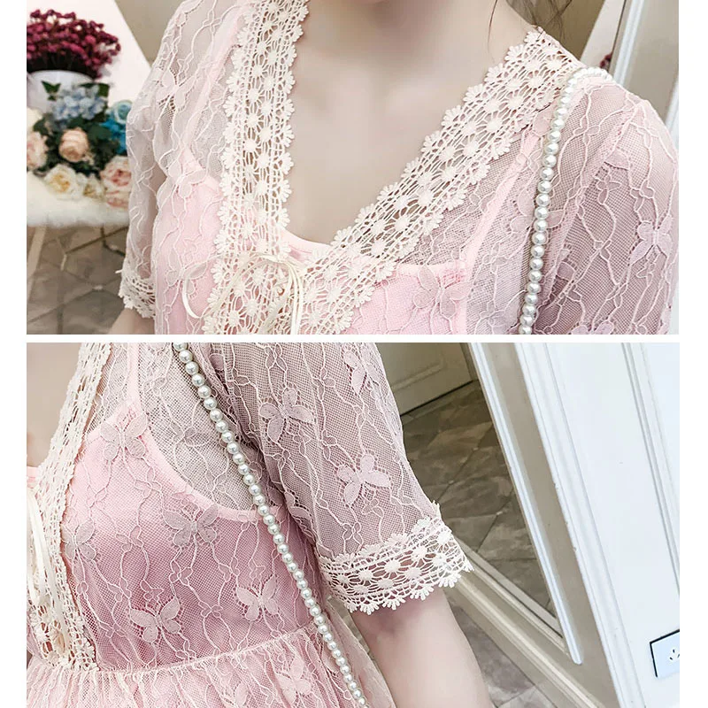 Летние кружевные платья для беременных женщин одежда с v-образным вырезом
