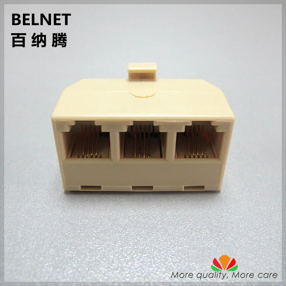 

6P4C RJ11 telephone Splitter one into three output 4 through head digital phone adapter Horns one line into three line connector