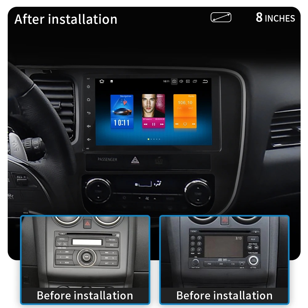 Dasaita 8 "Android 9 0 Автомобильный gps радио плеер для Mitsubishi Outlander 2014 2015 2016 Восьмиядерный
