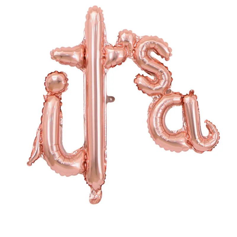 1pcs rose gold Детский душ День рождения воздушные шары его девочка мальчик Фольга Воздушный шар аксессуары розовое золото Серебряные украшения пол раскрывает вечерние поставки - Цвет: 1pcs rose gold