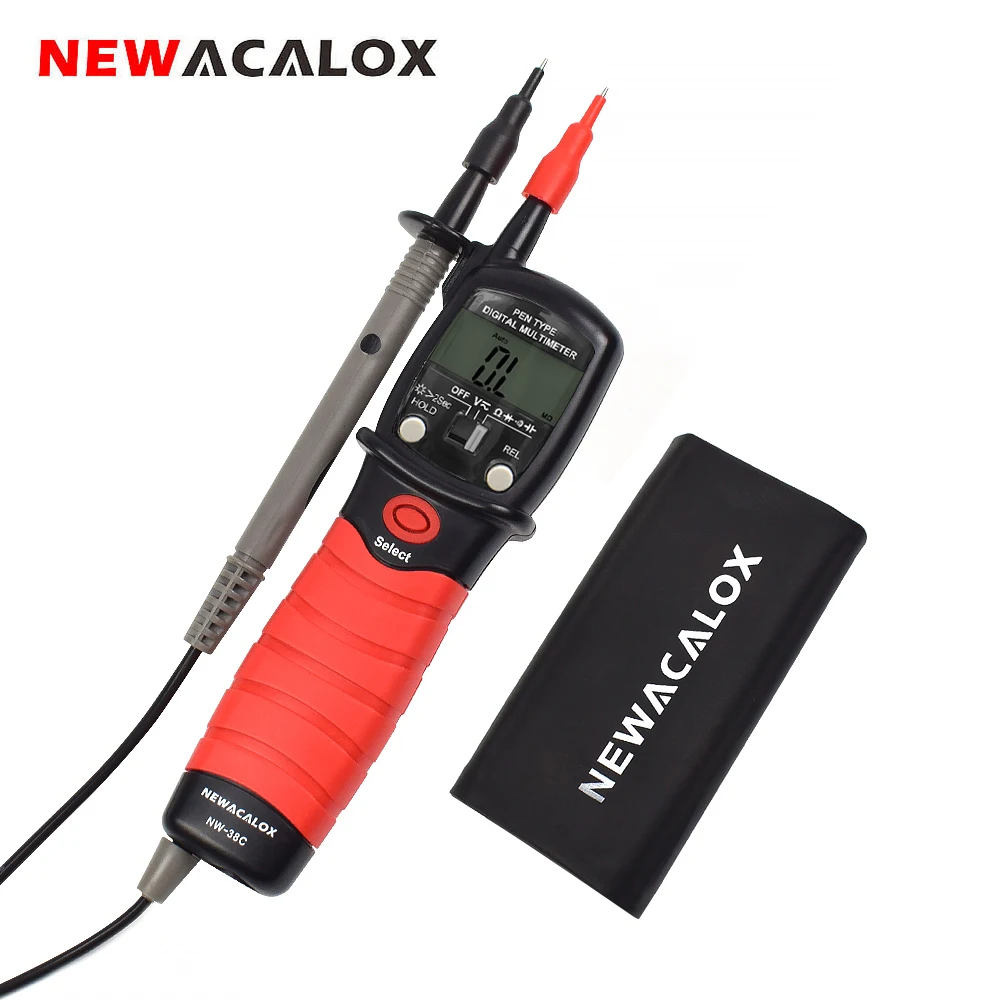 NEWACALOX Ручка Тип Цифровой мультиметр AC/DC измеритель напряжения Ручной Подсветка сопротивление диода Емкость тестер измерительный инструмент