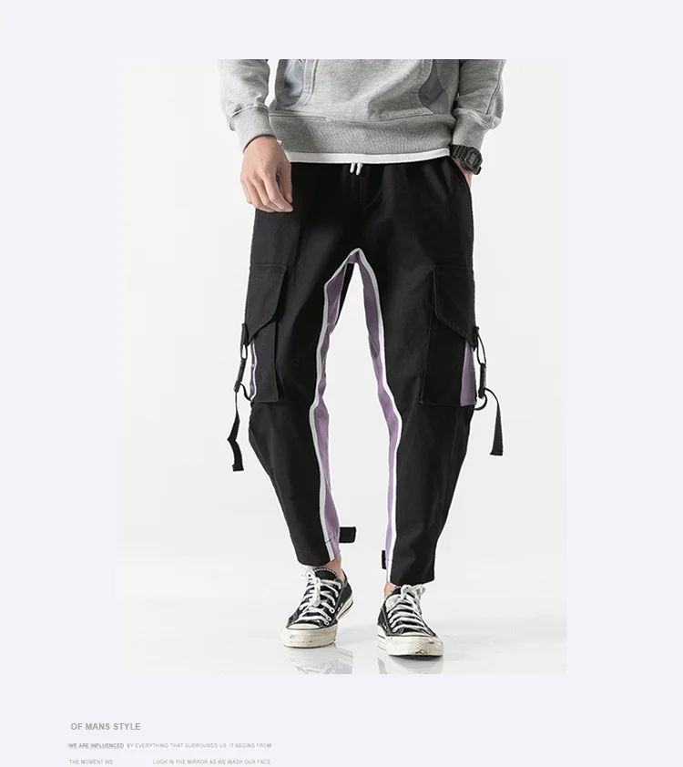 KUANGNAN Красные Полосатые брюки-карго Мужские Jogger японские уличные Джоггеры мужские брюки 5XL хип-хоп брюки мужские брюки Весна
