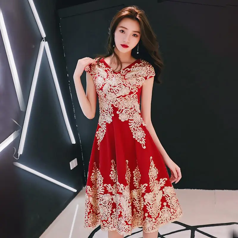 Темно-красные вечерние Длинные Cheongsam ретро Тонкое платье свадебное платье китайский стиль свадебное Qipao Дамская одежда Vestido xs-xxxl - Цвет: Dark Red - A