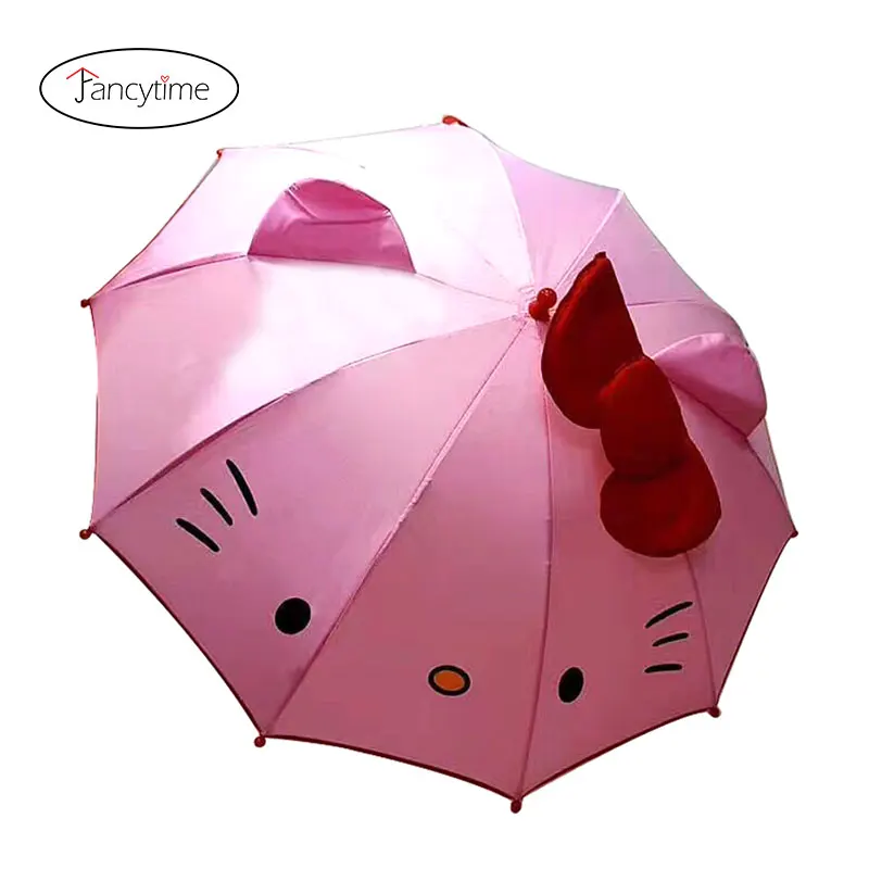 Pink Fancytime зонт детский мультфильм Для женщин Зонт детский зонтик дети милые зонтик длинной ручкой женский зонт - Цвет: Pink