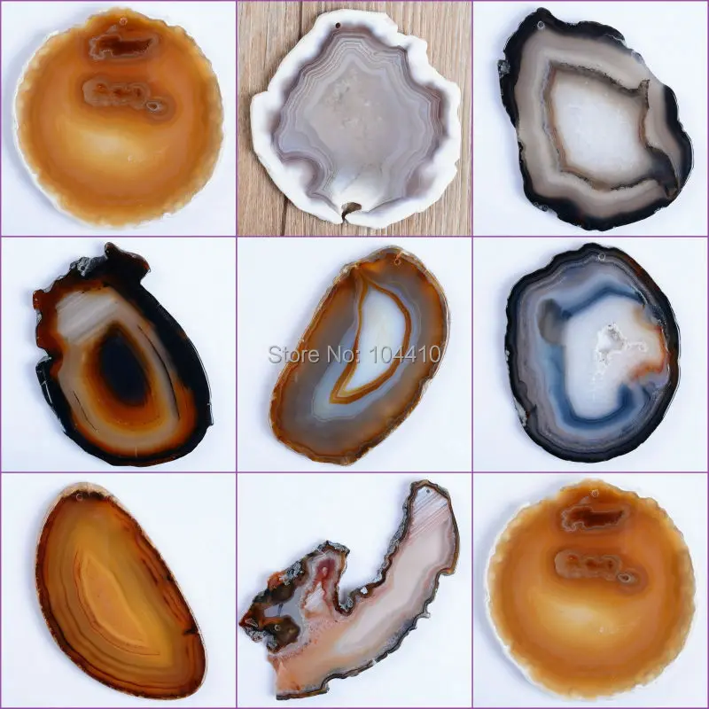 Новый натуральный бразильский полудрагоценный Плоский срез камня Подвеска