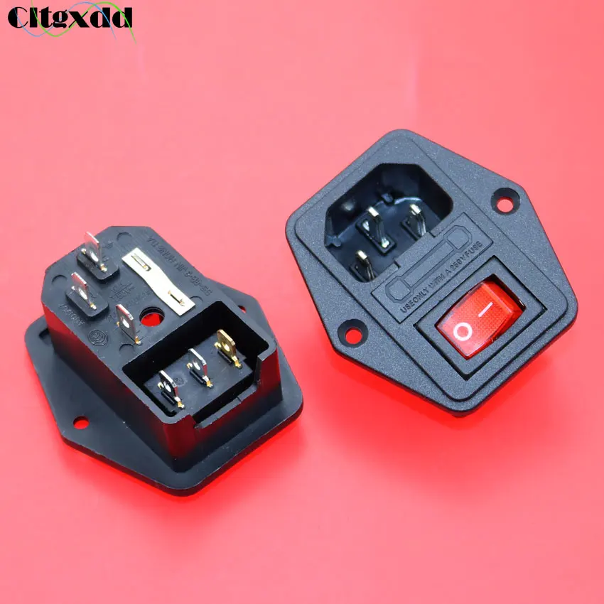 Cltgxdd 1 шт. IEC 320 C14 AC 10A 250 В розетка с 3 контактным красным выключателем света