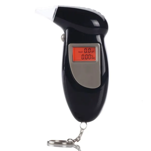 

10pcs KeyChain Backlight LCD Alcohol Tester Alcool Breath Analyzer Digital Breathalyzer Alkolmetre with 5 mouthpiece Retail Box