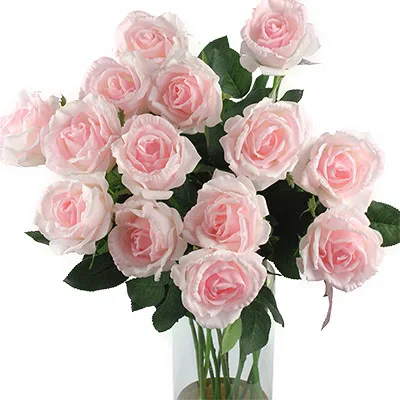 15pink Большой OFF 15 шт.) 5/10/15 шт. Качественные вечерние/дома/свадебное украшение невесты букет искусственных латексная реальная на ощупь роза цветы - Цвет: 15pink
