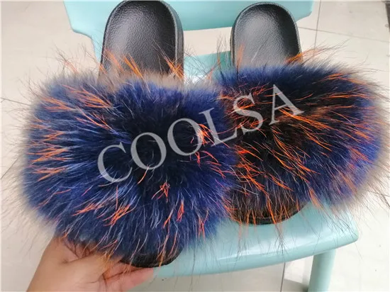 as picture shows COOLSA/Новинка; женская пушистая лиса; меховые тапочки; женская обувь для отдыха на море; модные плюшевые меховые Вьетнамки; Повседневная Домашняя обувь на плоской подошве; Лидер продаж - Цвет: as picture shows