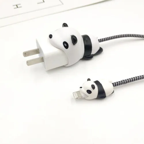 Panda and the rope Один набор милый кабель животные укус протектор для Iphone устройство для сматывания кабеля держатель телефона аксессуар кролик собака кошка животное кукла модель Забавный - Цвет: Panda and the rope